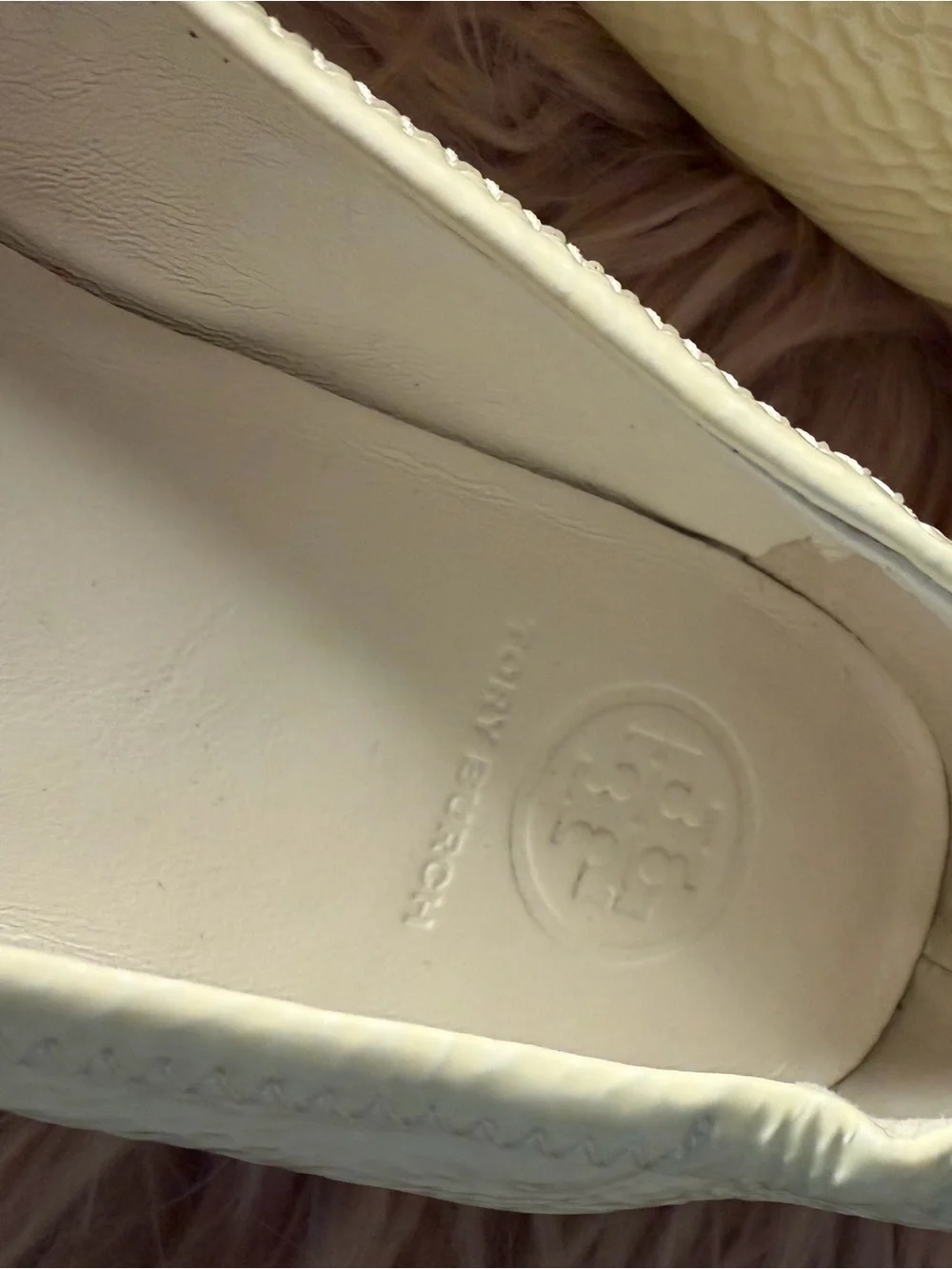 Tory Burch Minnie Travel Ballet Flats Light Cream Size 7,5